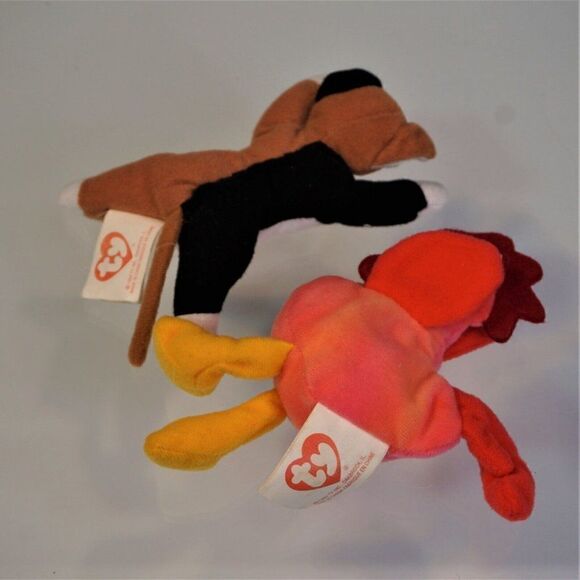 TY Beanie Babies Retired 1993 Vintage Strut the Rooster Chip the Cat Lot Of 2 - Picture 2 of 5